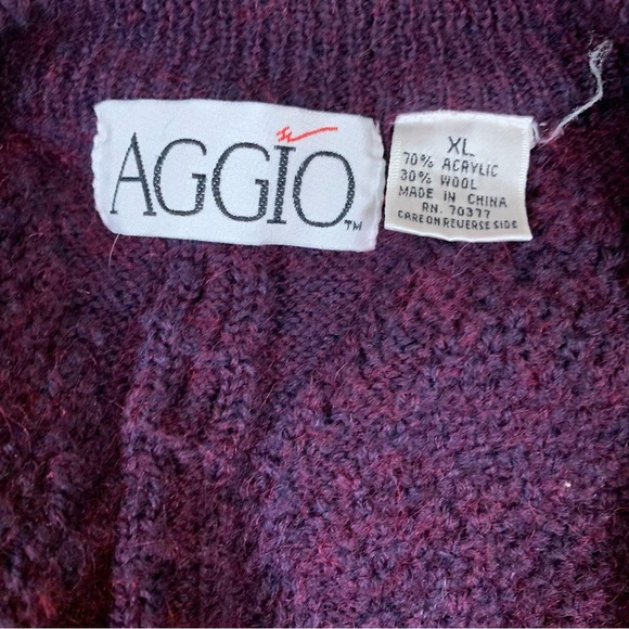 AGGIO Vintage Cardigan Geometric Knit Button Front Sweater XL - Picture 3 of 3